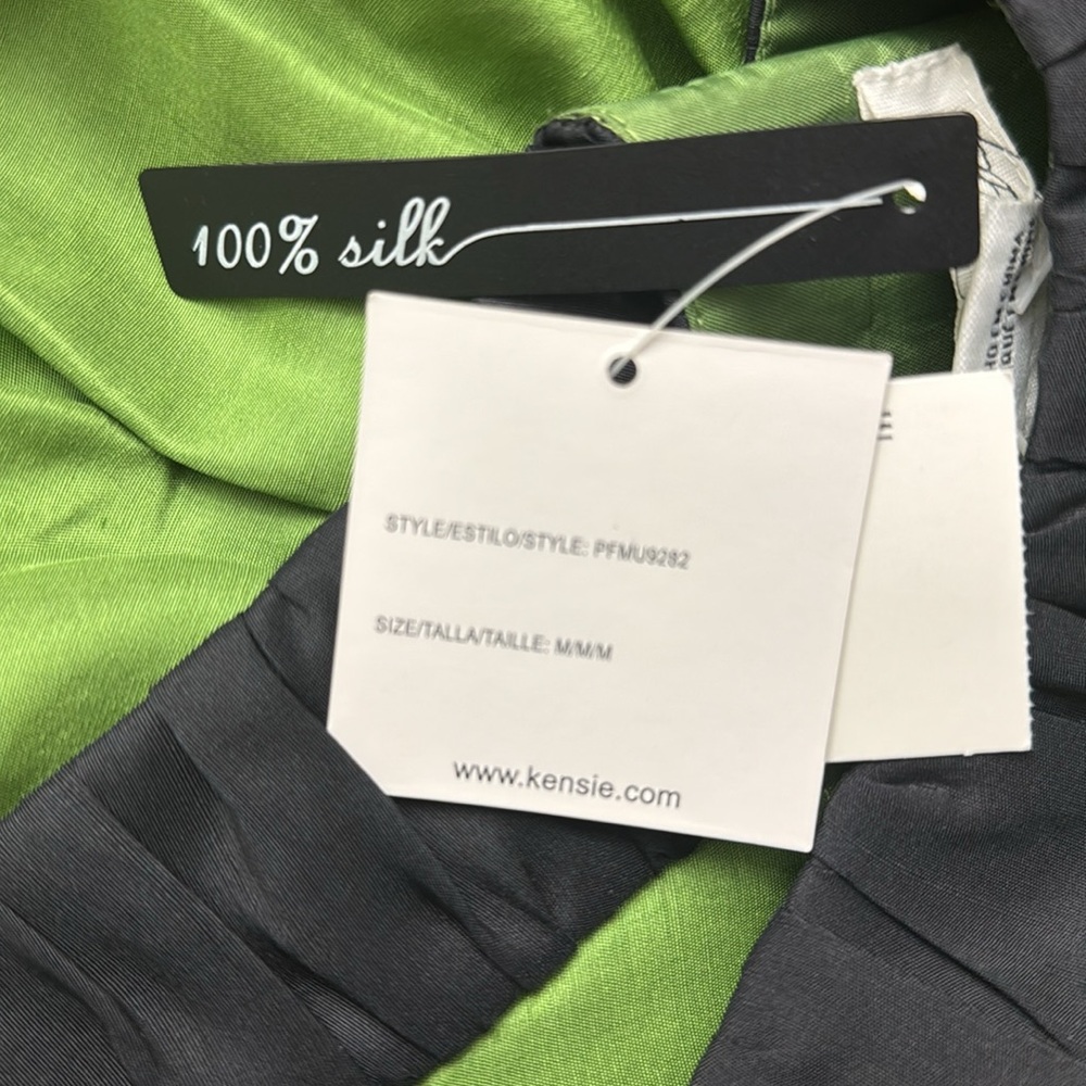 Kensie Silk Striped Flare & Fitted Sleeveless Green Dress Size M - Picture 12 of 12